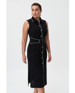 Joseph Ribkoff Black/Vanilla Sleeveless Belted Shirt Dress Style 232239