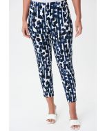 Joseph Ribkoff Blue/Vanilla Dot Print Cropped Pull-On Pants Style 232263