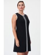 Joseph Ribkoff Black/Vanilla Color-Block A-Line Dress Style 232264