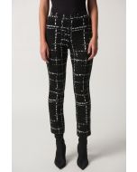 Joseph Ribkoff Black/Multi Plaid Slim-Fit Pants Style 233143