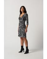 Joseph Ribkoff Black/Vanilla Long Sleeve Wrap Dress Style 233172