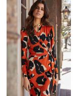 Joseph Ribkoff Tandoori/Multi Animal Print Long Sleeve Wrap Dress Style 233176