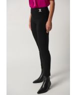 Joseph Ribkoff Black Bonded Silk Straight-Leg Pants Style 233180
