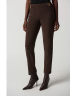 Joseph Ribkoff Mocha Bonded Silk Straight-Leg Pants Style 233180