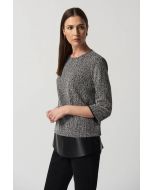 Joseph Ribkoff Black/White Mixed Media Sweater Style 233189