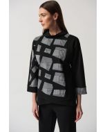Joseph Ribkoff Black/White Houndstooth Knit Sweater Style 233228