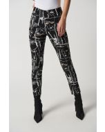 Joseph Ribkoff Black/Multi Face Print Cropped Pants Style 233278