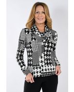 Frank Lyman Black/Off White Houndstooth Knit Top Style 233358