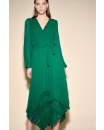 Joseph Ribkoff True Emerald Mesh and Chiffon Flounce Dress Style 233708