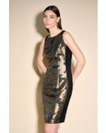 Joseph Ribkoff Black/Bronze Floral Jacquard Sleeveless Dress Style 233715