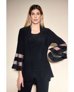 Joseph Ribkoff Black Flared Top With Mesh Inserts Style 233719