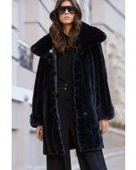Joseph Ribkoff Black Faux Fur Reversible Puffer Coat Style 233900