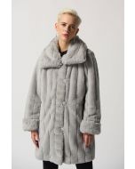 Joseph Ribkoff Silver Faux Fur Reversible Puffer Coat Style 233900