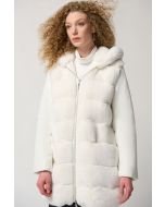 Joseph Ribkoff Vanilla Faux Fur Hooded Coat Style 233925