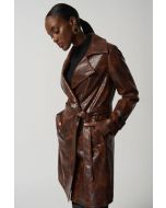 Joseph Ribkoff Brown Faux Leather Coat Style 233973