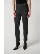 Joseph Ribkoff Black/Off-White Jacquard Knit Cropped Slim Fit Pants Style 234116