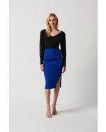 Joseph Ribkoff Royal Sapphire Scuba Crepe Straight Skirt With Side Slit Style 234118