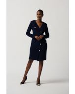 Joseph Ribkoff Midnight Blue Asymmetrical Silky Knit Blazer Dress Style 234153
