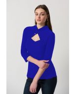 Joseph Ribkoff Royal Sapphire Top With Embellished Cutout Neckline Style 234195