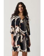Joseph Ribkoff Black/Multi Abstract Print Woven A-Line Dress Style 234295