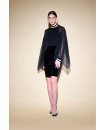 Joseph Ribkoff Black Velvet And Chiffon Dress With Cape And Rhinestone Collar Style 234706