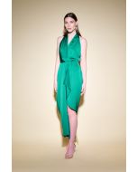 Joseph Ribkoff True Emerald Halter Neck Dress With Cascade Detail Style 234718