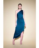 Joseph Ribkoff Nightfall Satin One Shoulder Dress With Asymmetrical Hemline Style 234721
