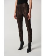 Joseph Ribkoff Black/Bronze Foiled Houndstooth Classic Slim-Fit Pull-On Jeans Style 234925