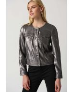 Joseph Ribkoff Gunmetal Sequin Jacket with Faux Pockets Style 234932