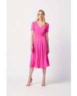 Joseph Ribkoff Ultra Pink Pleated Wrap Dress Style 241013
