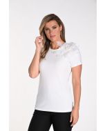 Frank Lyman Ivory Top with Flower Detail Style 241022