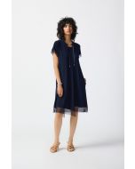 Joseph Ribkoff Midnight Blue Mesh Straight Dress Style 241080