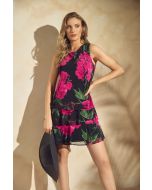 
Frank Lyman Black/Fuchsia Floral Print Dress Style 241101
