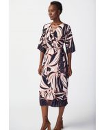 Joseph Ribkoff Midnight Blue/Multi Tropical Print Wrap Dress Style 241114