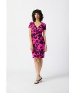 Joseph Ribkoff Pink/Black Floral Print Wrap Dress Style 241118