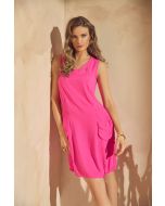 Frank Lyman Fuchsia Sleeveless Gauze Dress Style 241118