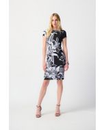 Joseph Ribkoff Black/Vanilla Floral Print Sheath Dress Style 241284