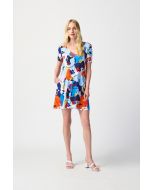 Joseph Ribkoff Vanilla/Multi Face Print A-Line Dress Style 241294
