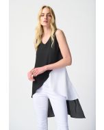 Joseph Ribkoff Black/Off-White Colour-Block Asymmetrical Top Style 241306