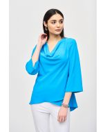 Joseph Ribkoff French Blue Cowl Neck Flared Top Style 241309