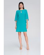 Joseph Ribkoff Ocean Blue Dress with Chiffon Sleeves Style 241709