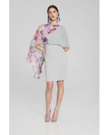 Joseph Ribkoff Grey/Multi Floral Print Chiffon Sheath Dress Style 241718
