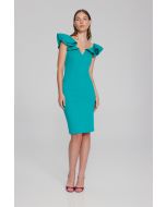Joseph Ribkoff Ocean Blue Ruffle Sheath Dress Style 241747