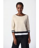 Joseph Ribkoff Moonstone/Vanilla/Black Striped Sweater Style 241924