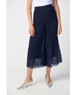 Joseph Ribkoff Midnight Blue Chiffon Pleated Pull-On Culotte Pants Style 241931