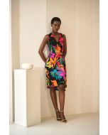 Joseph Ribkoff Black/Multi Tropical Print Wrap Dress Style 242012