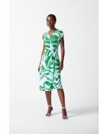 Joseph Ribkoff Green/Vanilla Abstract Print Wrap Dress Style 242020