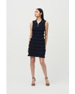 Joseph Ribkoff Midnight Blue Ruffled Sleeveless Dress Style 242116