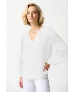 Joseph Ribkoff Off-White Georgette Puff Sleeve Top Style 242124