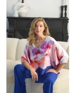 Frank Lyman Navy/Orchid Floral Print Top Style 242162